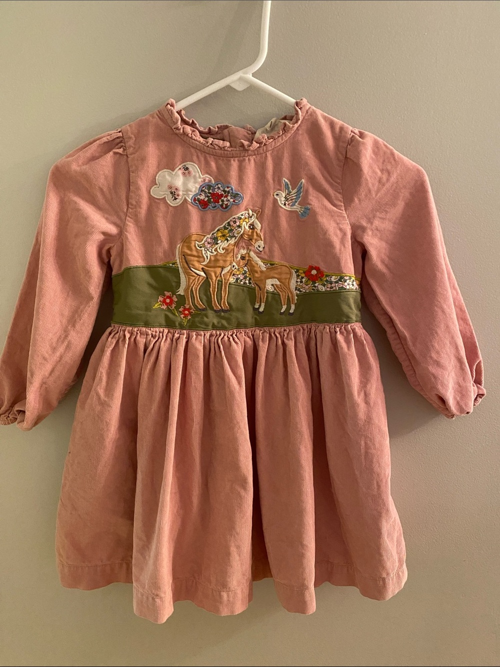 Mini Boden Pink Dress with Horse Appliqué
